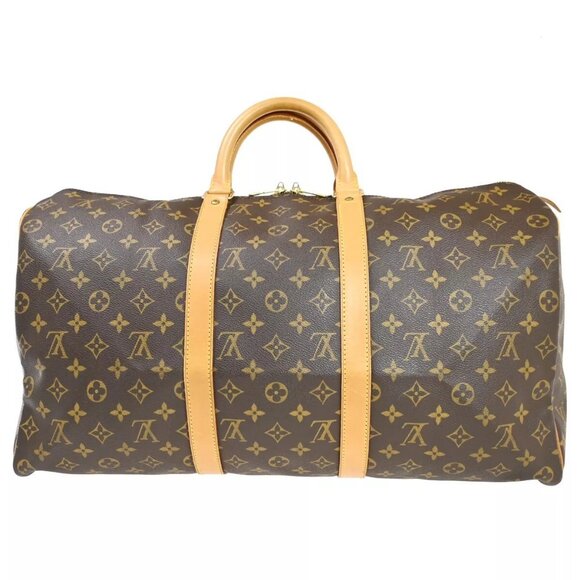 LOUIS VUITTON Keepall 50 Travel Hand Bag Monogram Leather Brown - Picture 1 of 16